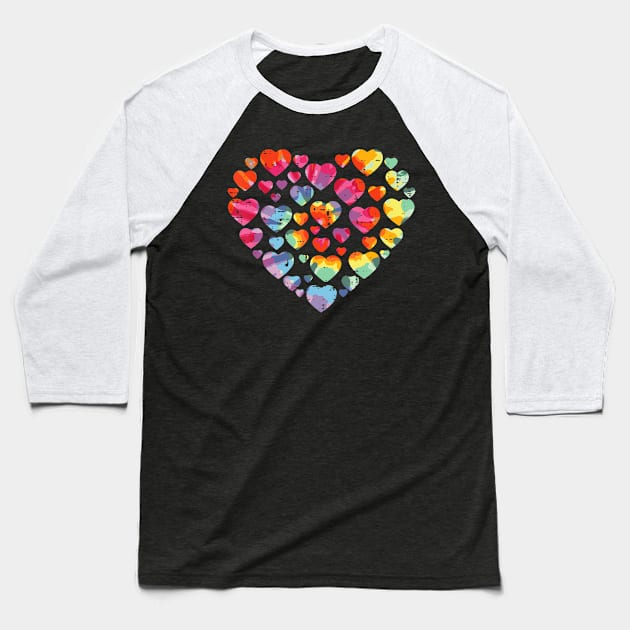 Valentines Day Heart Hearts Tie Dye Girls Kids Toddler Baseball T-Shirt by deptrai0023